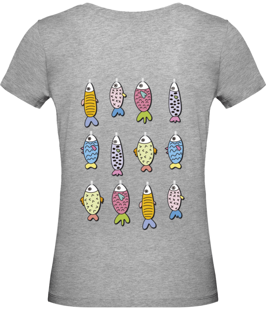 Poissons dans le dos - spécial 1er avril - Tee shirt Bio Femme